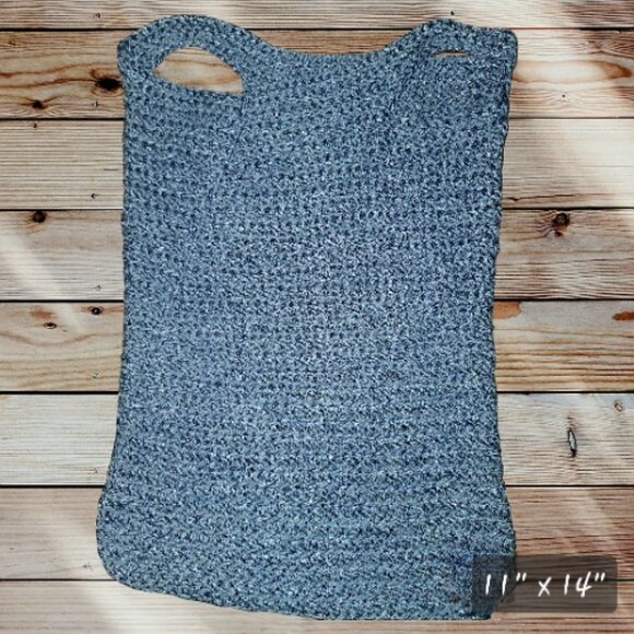 Set of 2 - Small Knitted Handbags - Handmade - Blue-Blue-Green - Picture 3 of 4